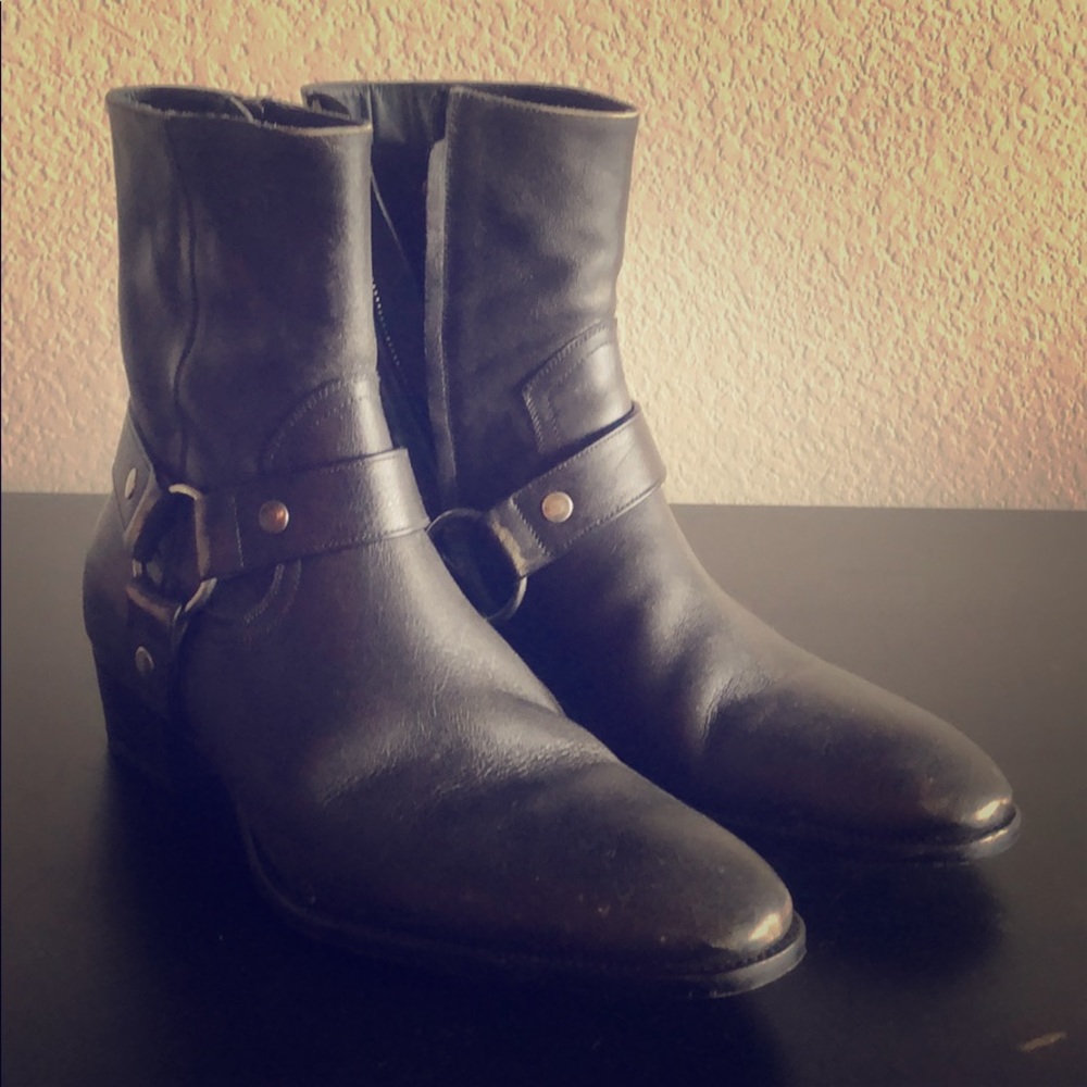 Saint Laurent stonewashed Charcoal boots,